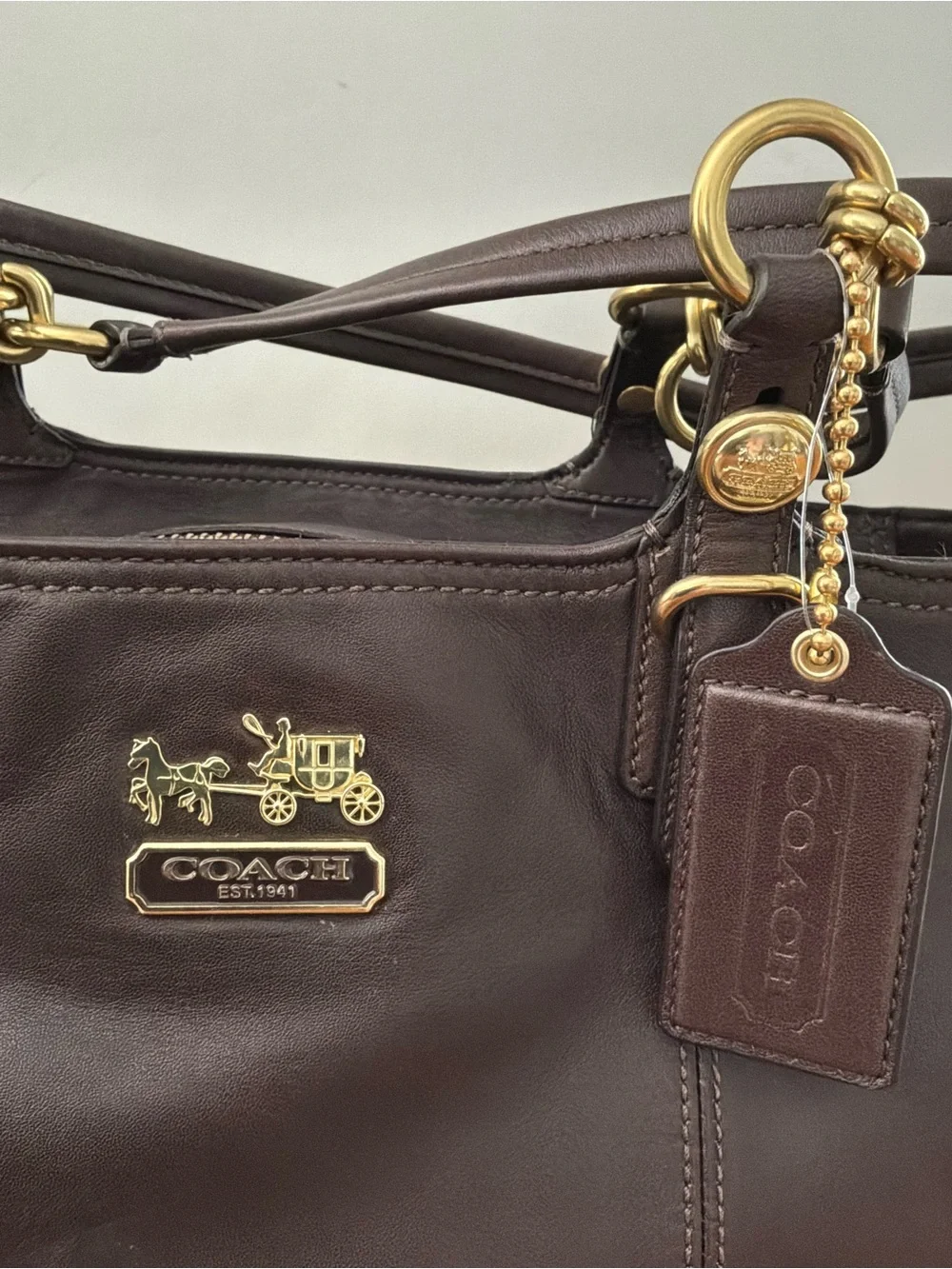 Coach Brown Leather Tote with Gold-Tone Hardware G1082-15740